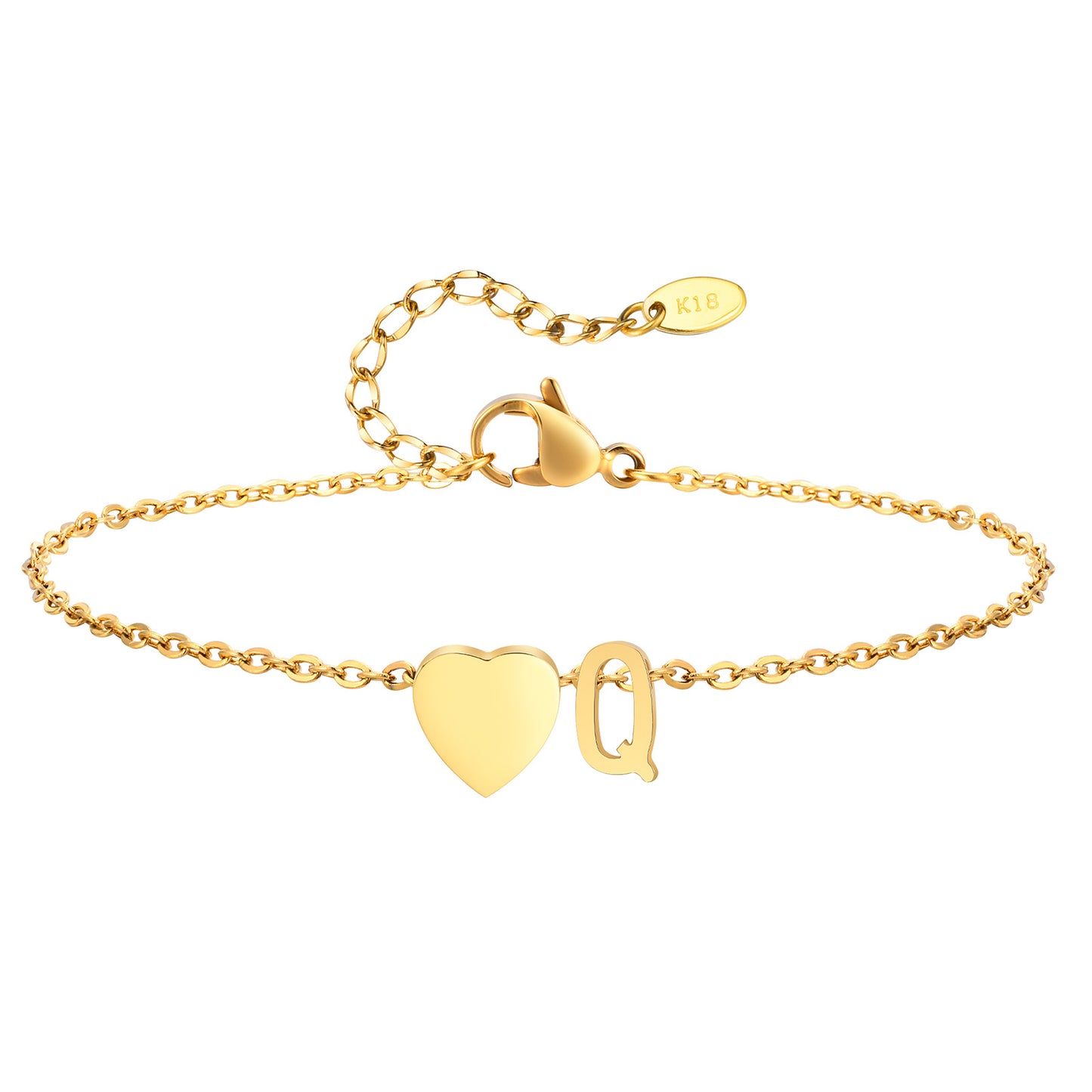 Personalized Heart Initial Anklet for Women
