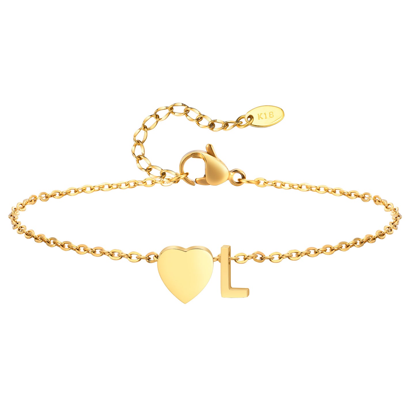 Personalized Heart Initial Anklet for Women