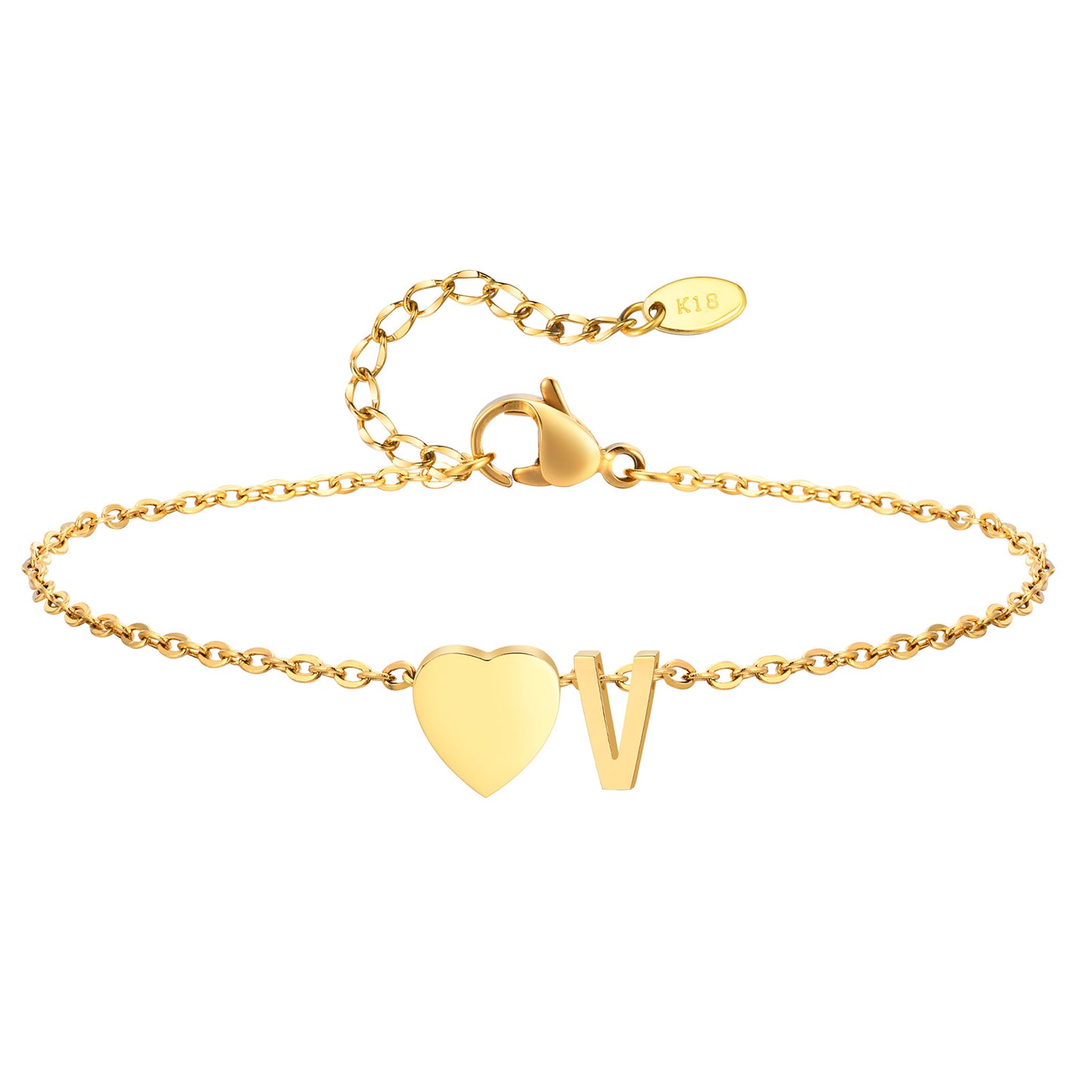 Personalized Heart Initial Anklet for Women