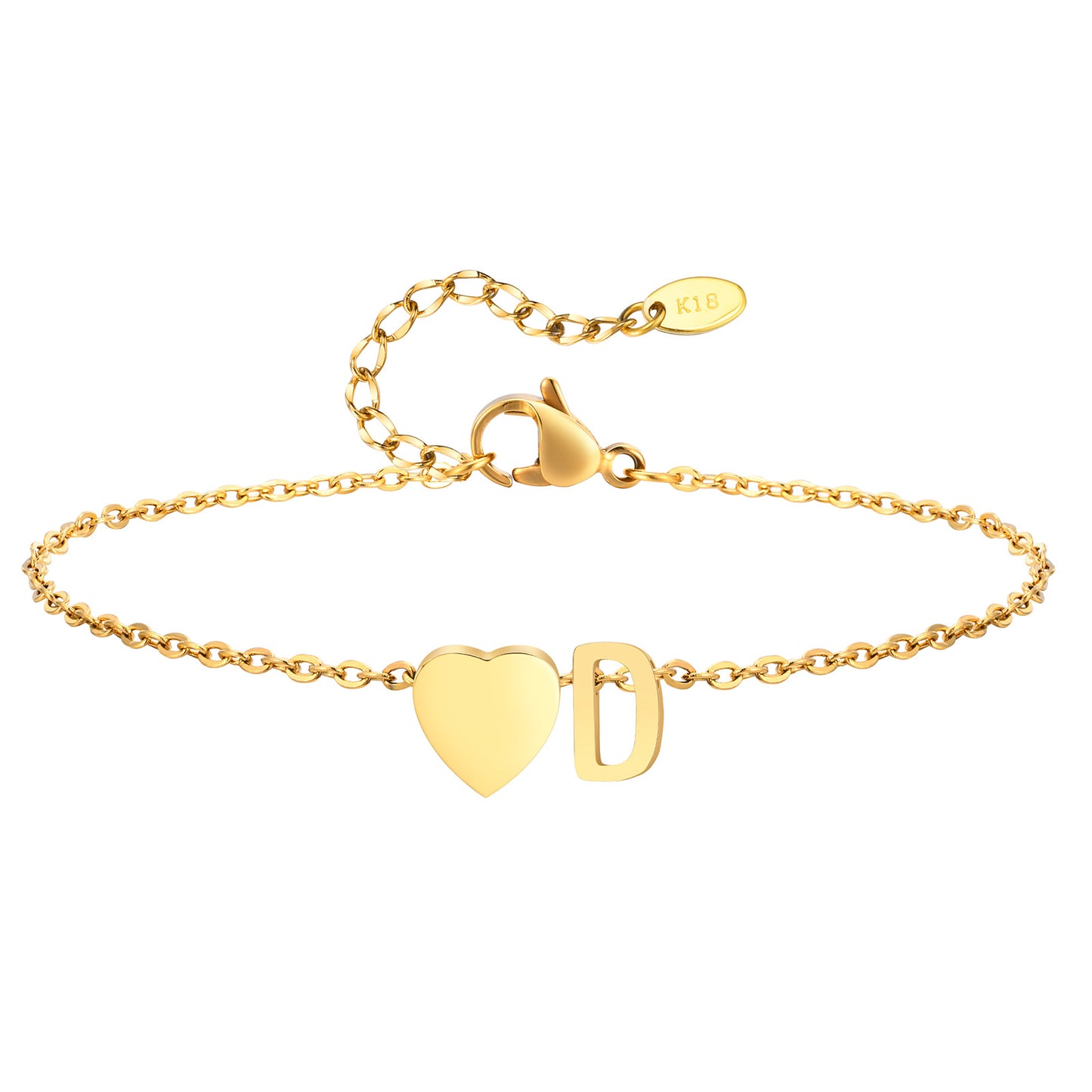 Personalized Heart Initial Anklet for Women
