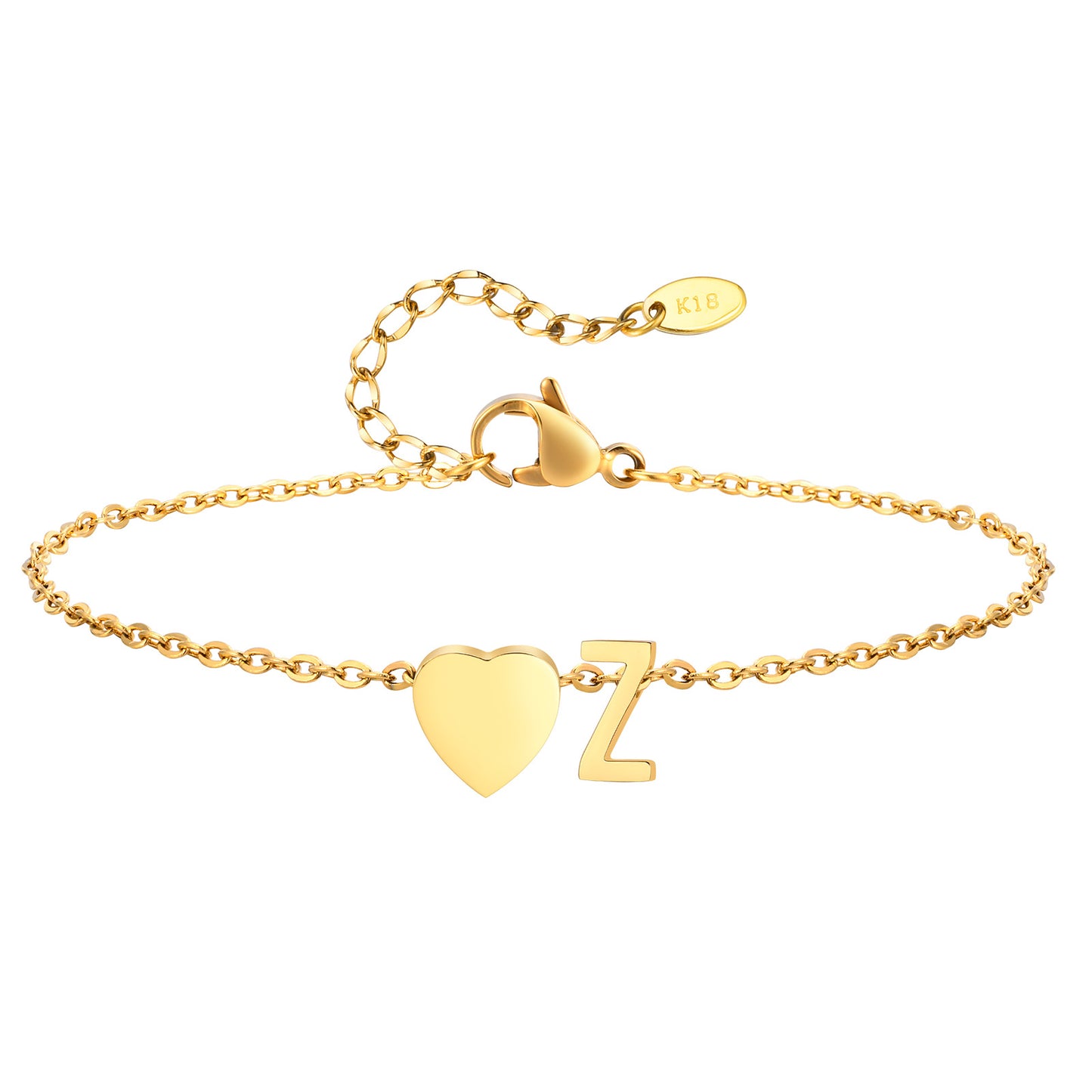 Personalized Heart Initial Anklet for Women