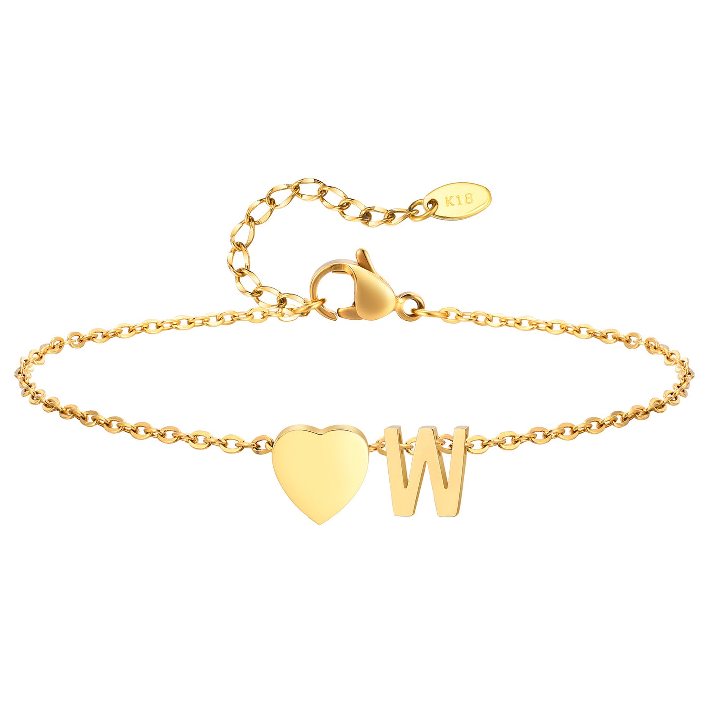 Personalized Heart Initial Anklet for Women