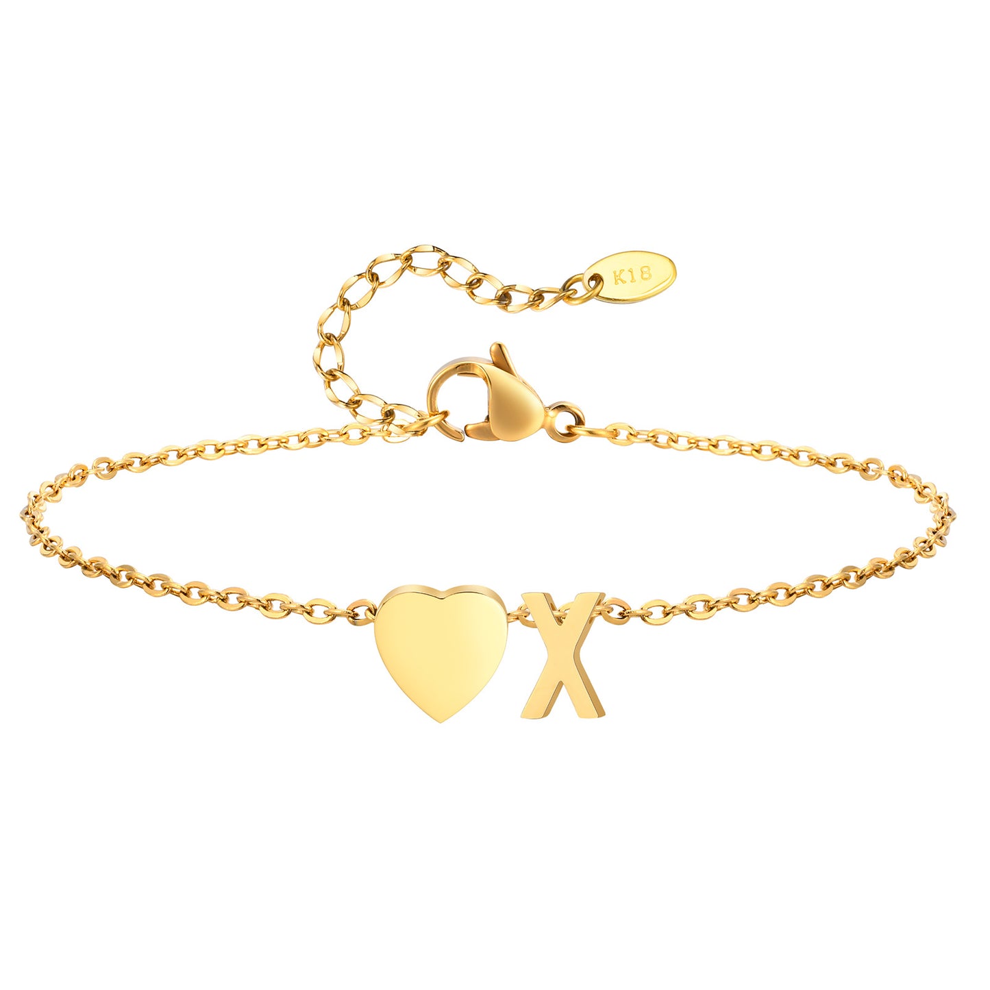 Personalized Heart Initial Anklet for Women