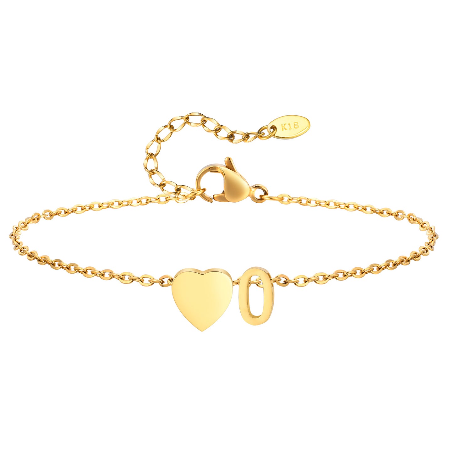 Personalized Heart Initial Anklet for Women