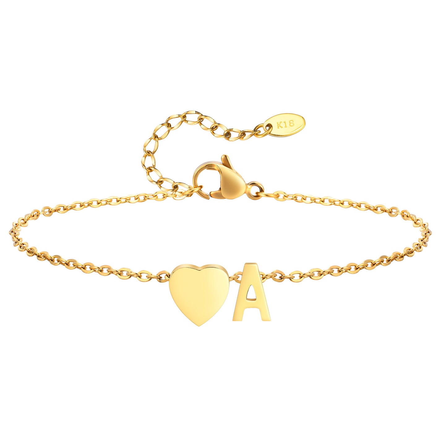 Personalized Heart Initial Anklet for Women