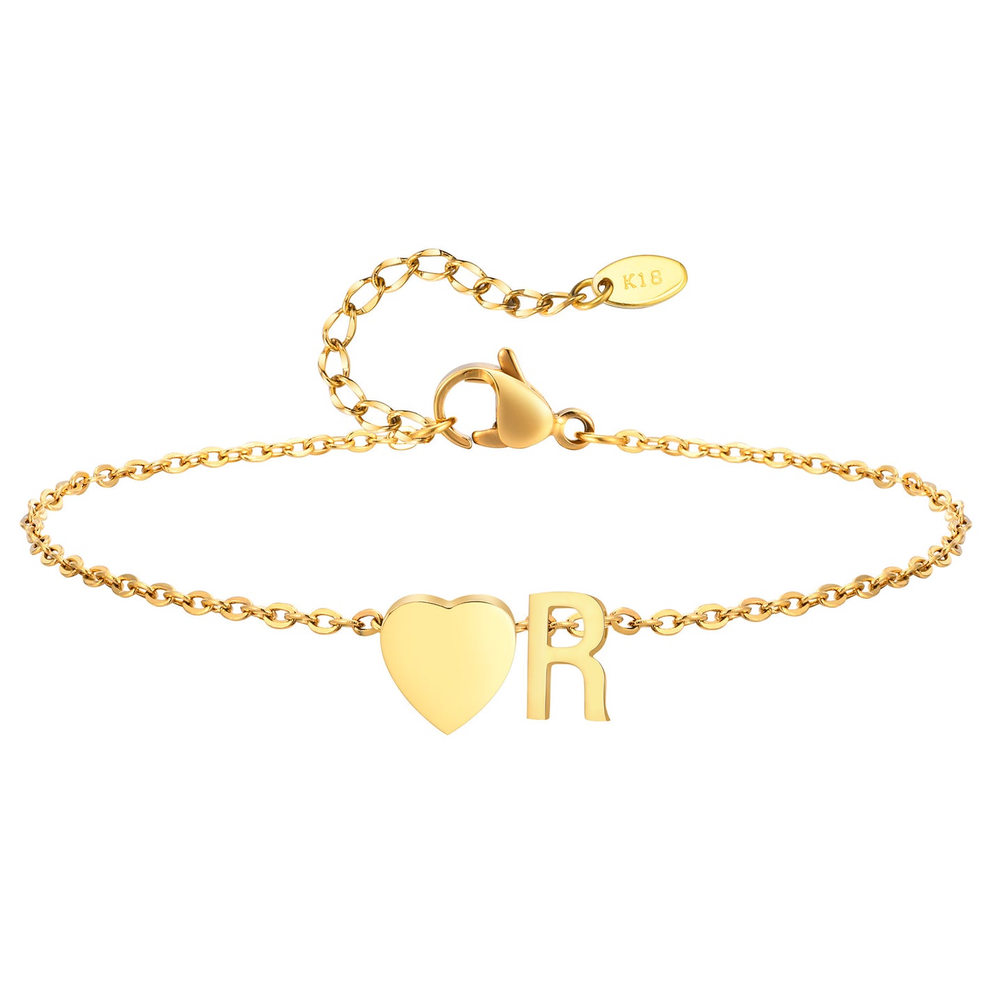 Personalized Heart Initial Anklet for Women