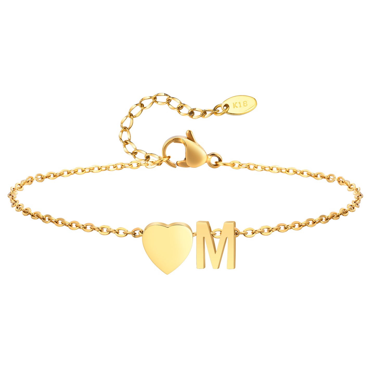 Personalized Heart Initial Anklet for Women