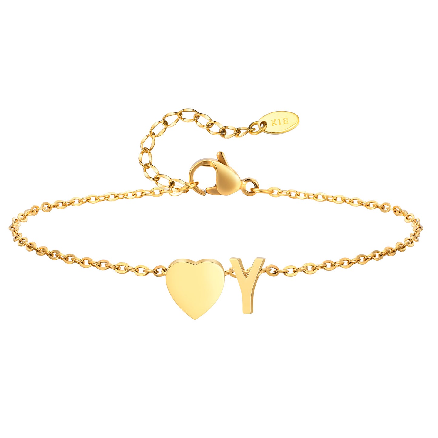 Personalized Heart Initial Anklet for Women