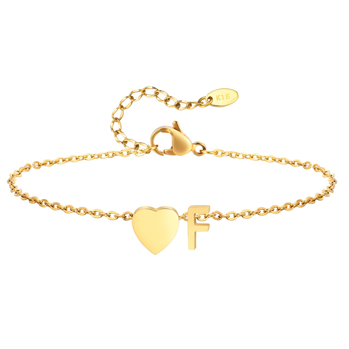 Personalized Heart Initial Anklet for Women