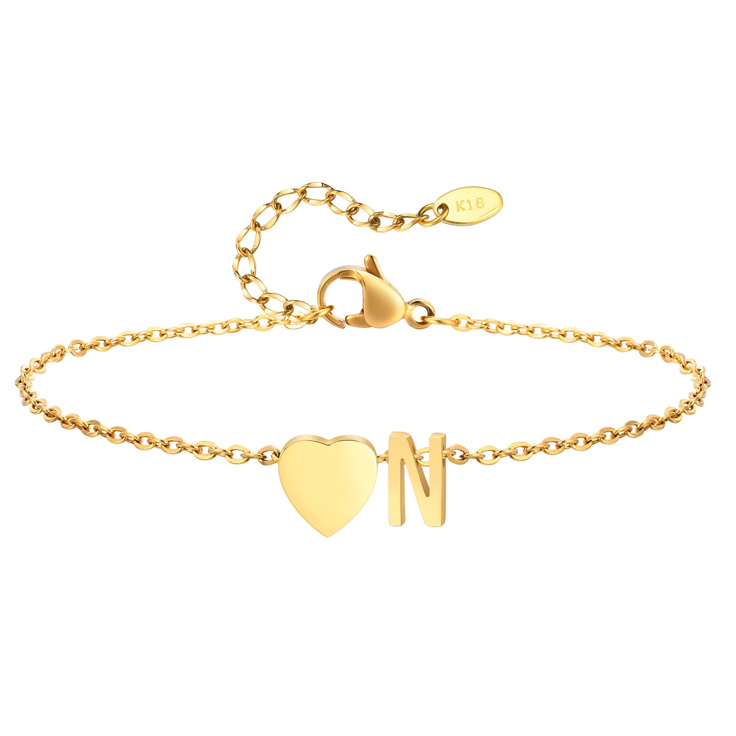 Personalized Heart Initial Anklet for Women