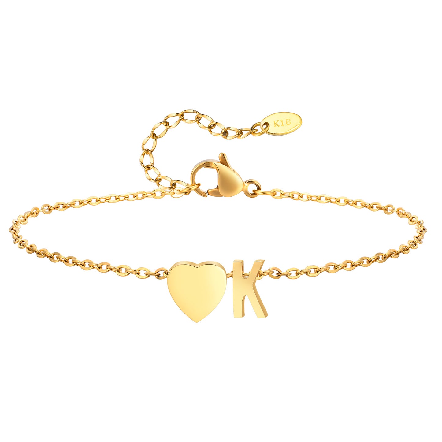 Personalized Heart Initial Anklet for Women