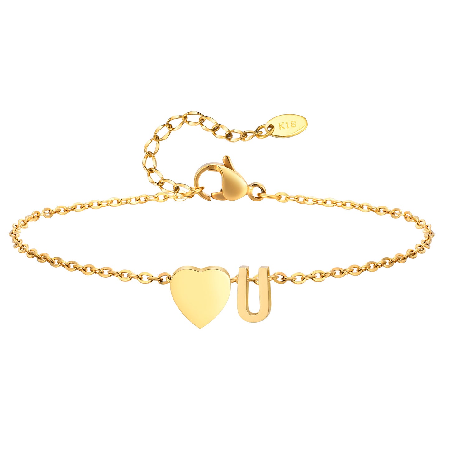 Personalized Heart Initial Anklet for Women
