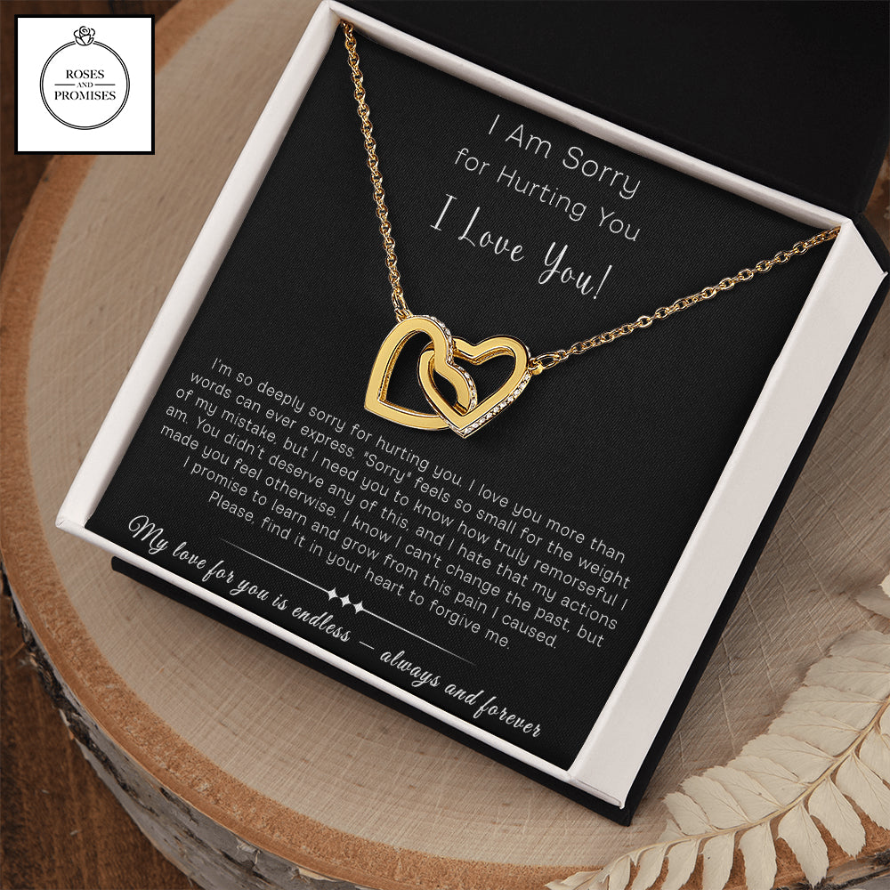 I am Sorry Interlocking Hearts Necklace