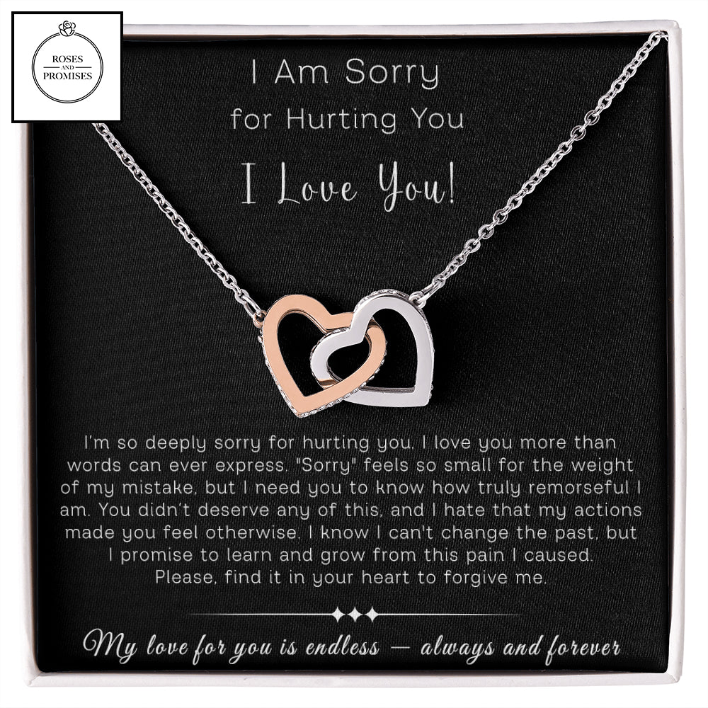 I am Sorry Interlocking Hearts Necklace