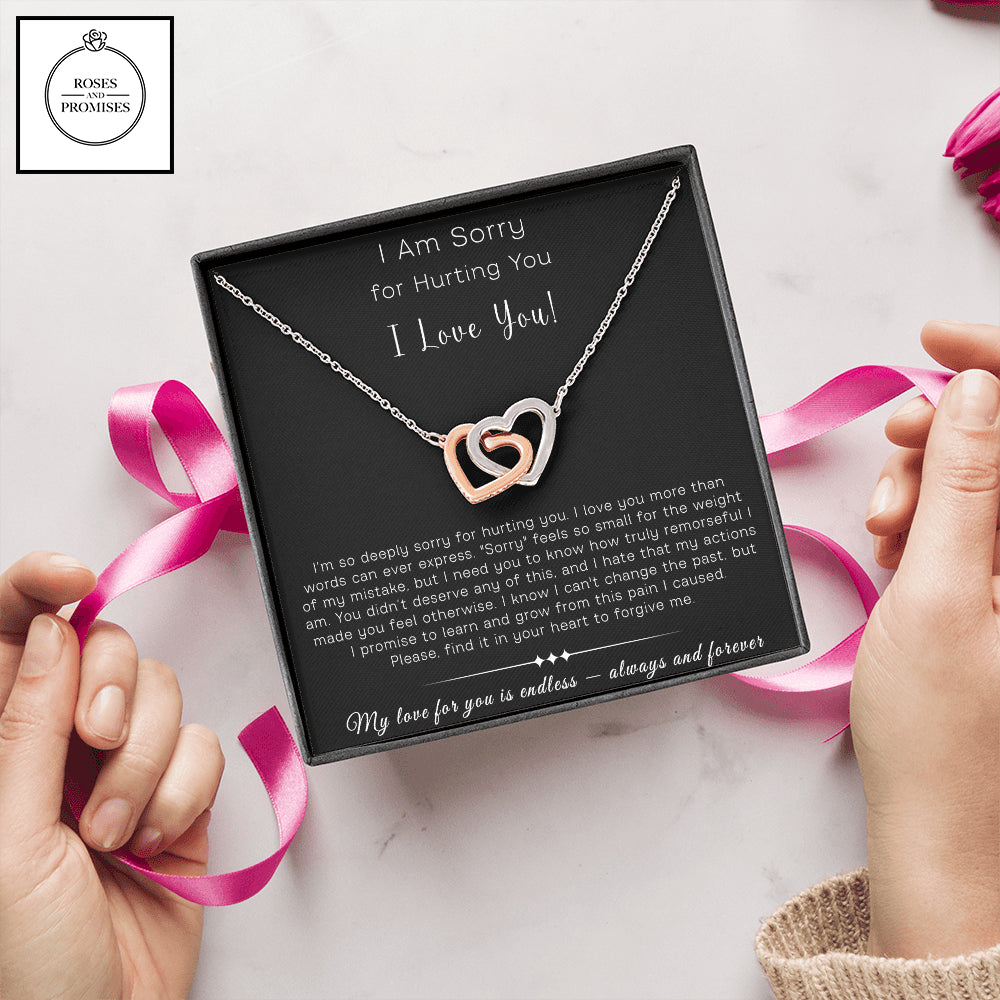 I am Sorry Interlocking Hearts Necklace