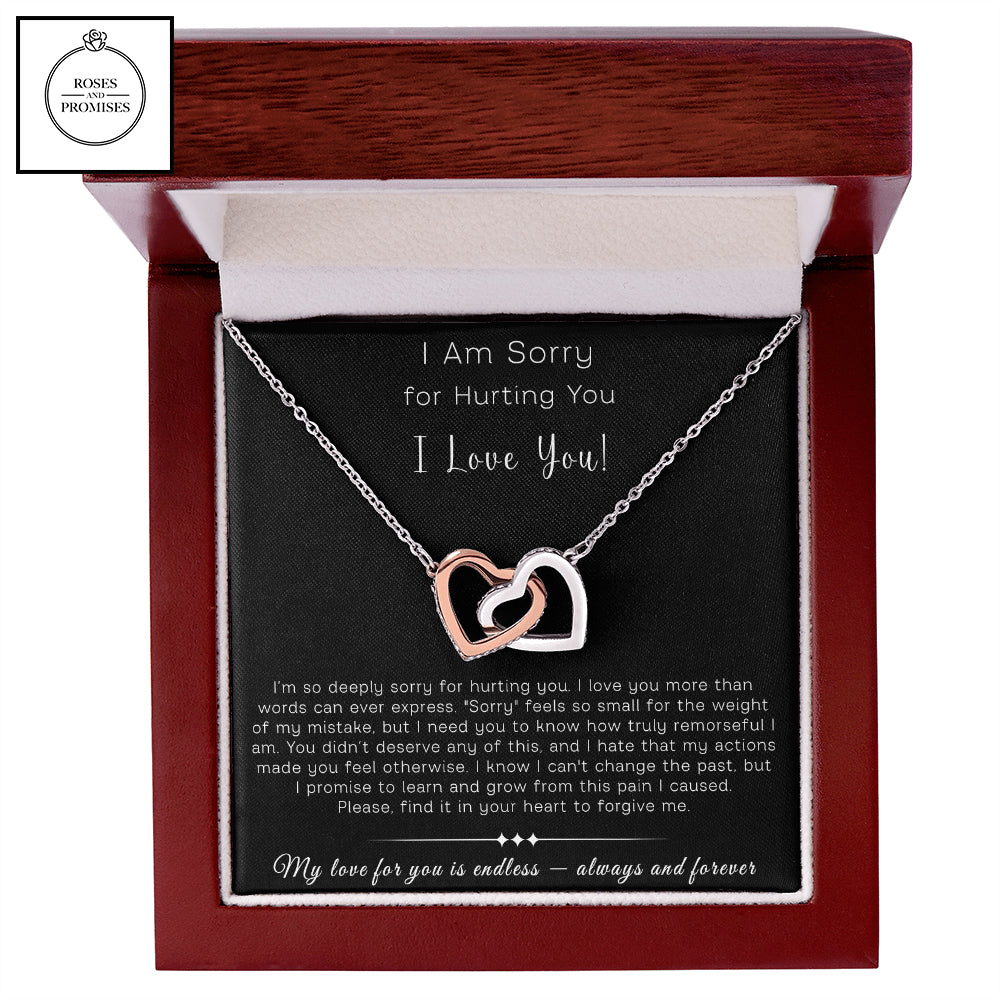 I am Sorry Interlocking Hearts Necklace