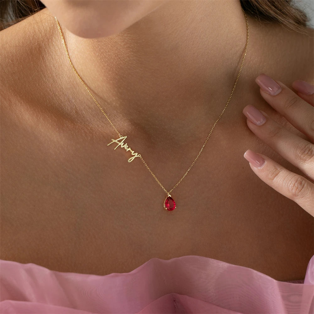 Custom Name Birthstone Necklace – Personalized Gift for Her