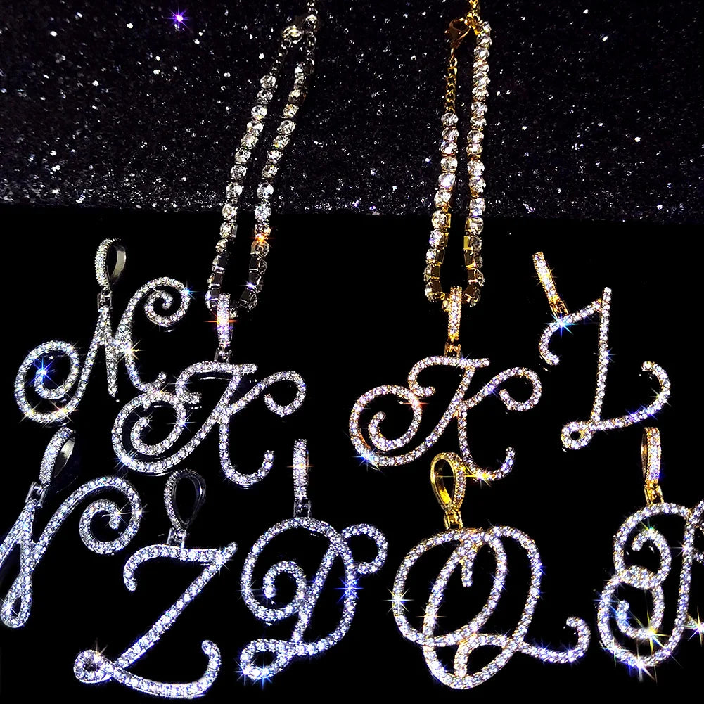Personalized Cursive Letter Anklet – A-Z Initial Anklet with Sparkling Zircon Stones, Glam Statement Jewelry for Women