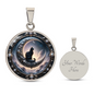 Cat and the Moon Round Pendant Necklace