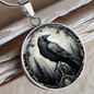 Crow Round Pendant Necklace