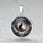 Cat and the Moon Round Pendant Necklace