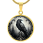 Crow Round Pendant Necklace