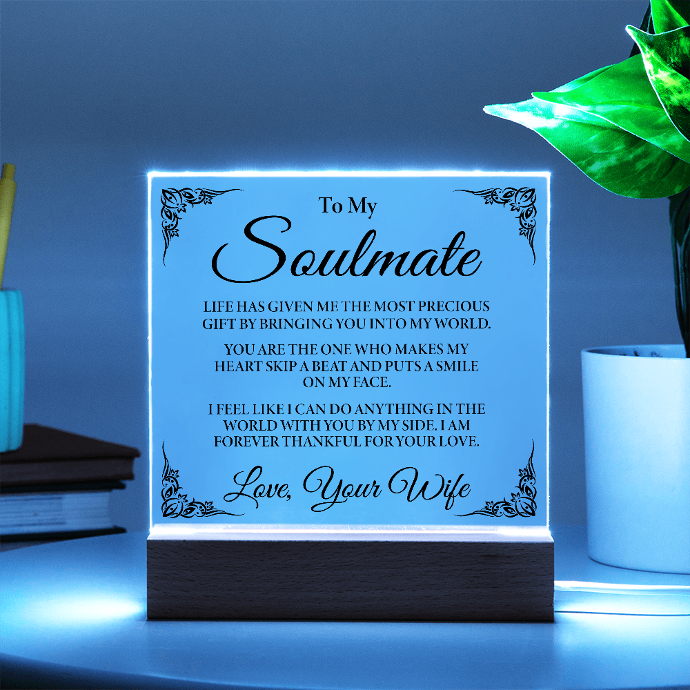 To My Soulmate Gift, Gift From Wife to Husband, Special Gift, Acrylic Plaque Gift, Gift for Him, Birthday Gift, Gift Idea
