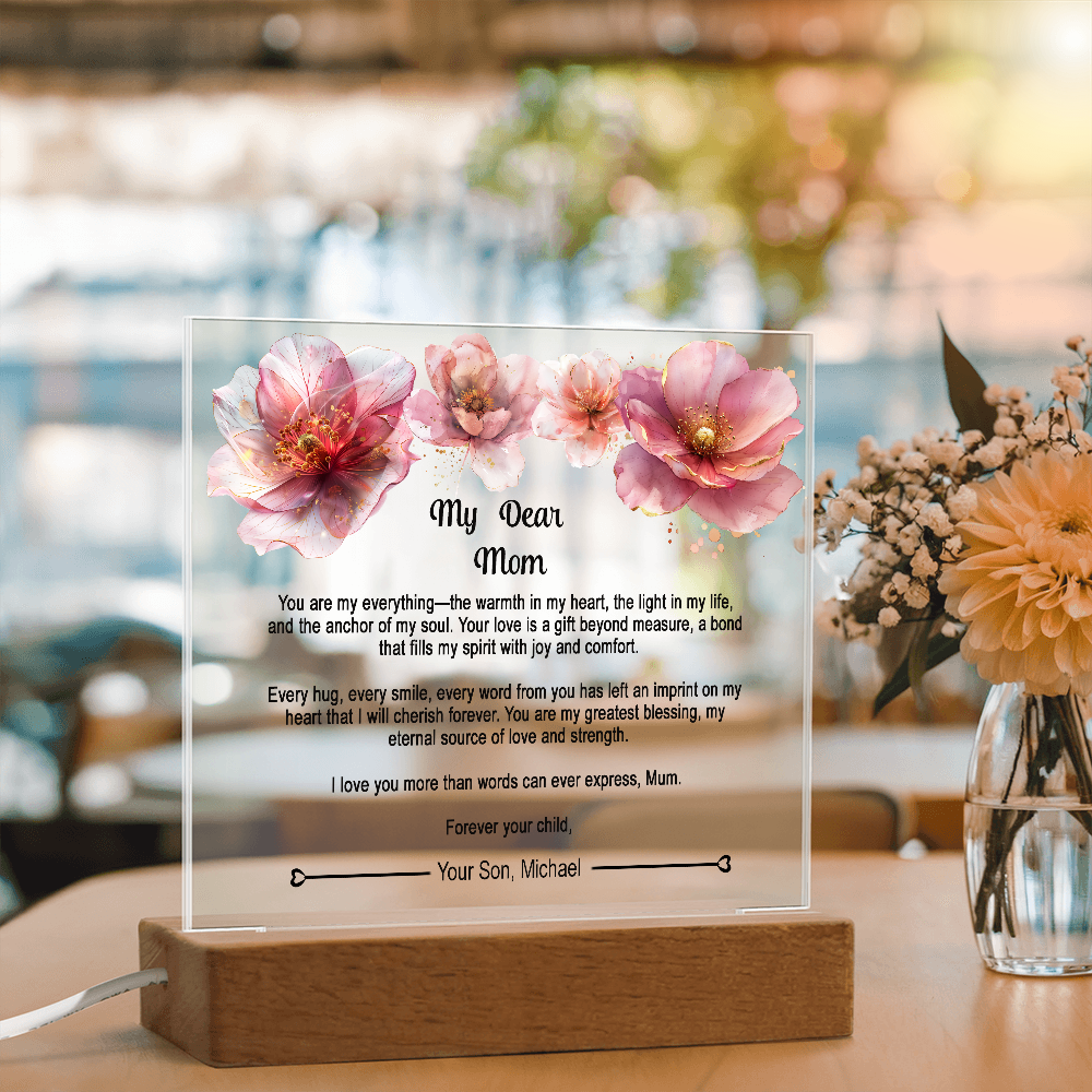 Personalized Mom Acrylic Plaque Keepsake , Gift to the Best Mother, Gifts from Son to Mom, Unique Birthday ,Christmas Gift for Mom