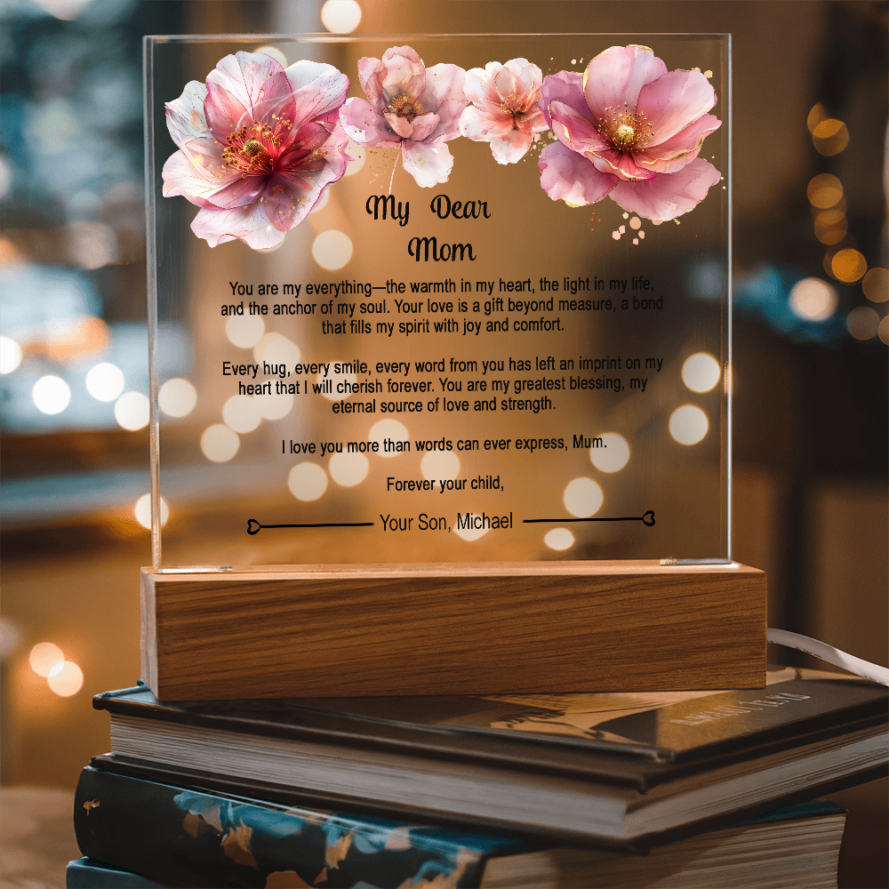 Personalized Mom Acrylic Plaque Keepsake , Gift to the Best Mother, Gifts from Son to Mom, Unique Birthday ,Christmas Gift for Mom