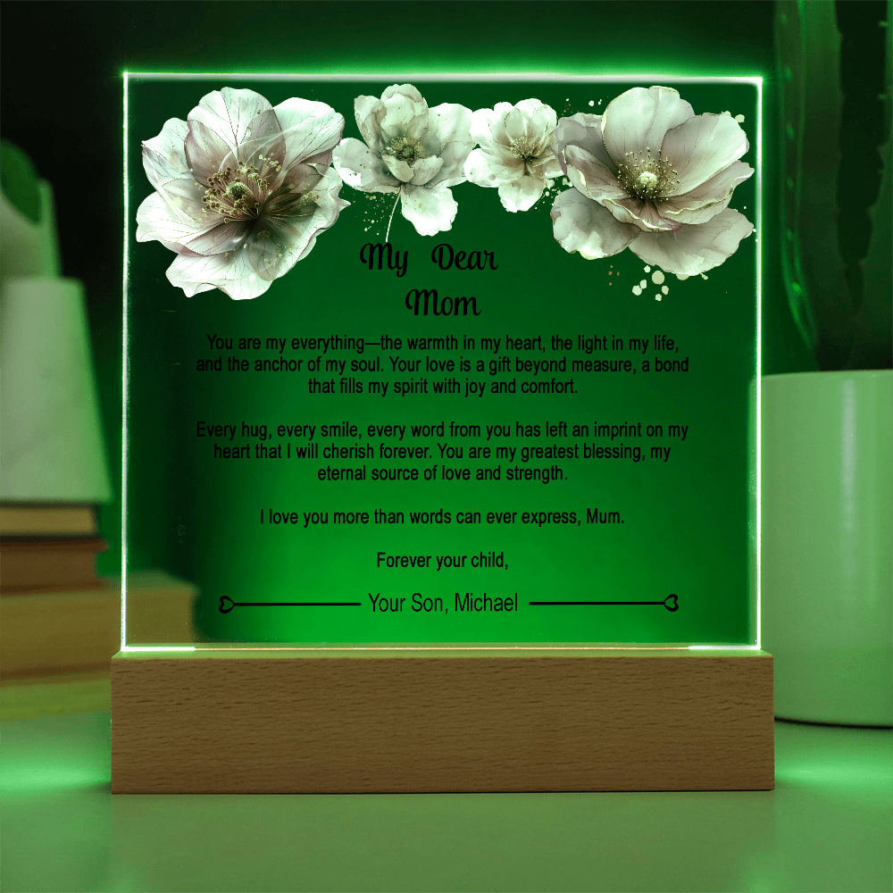 Personalized Mom Acrylic Plaque Keepsake , Gift to the Best Mother, Gifts from Son to Mom, Unique Birthday ,Christmas Gift for Mom