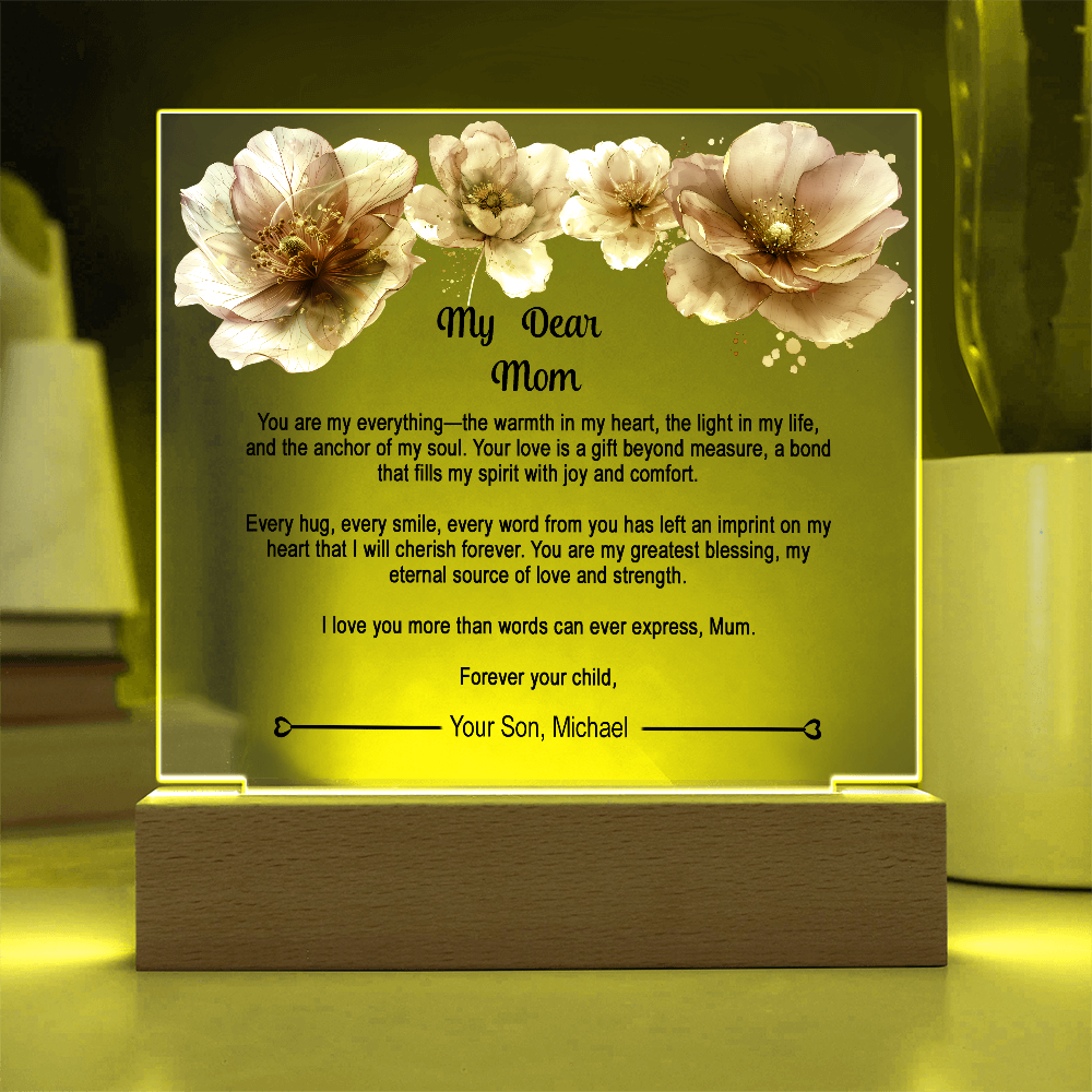 Personalized Mom Acrylic Plaque Keepsake , Gift to the Best Mother, Gifts from Son to Mom, Unique Birthday ,Christmas Gift for Mom