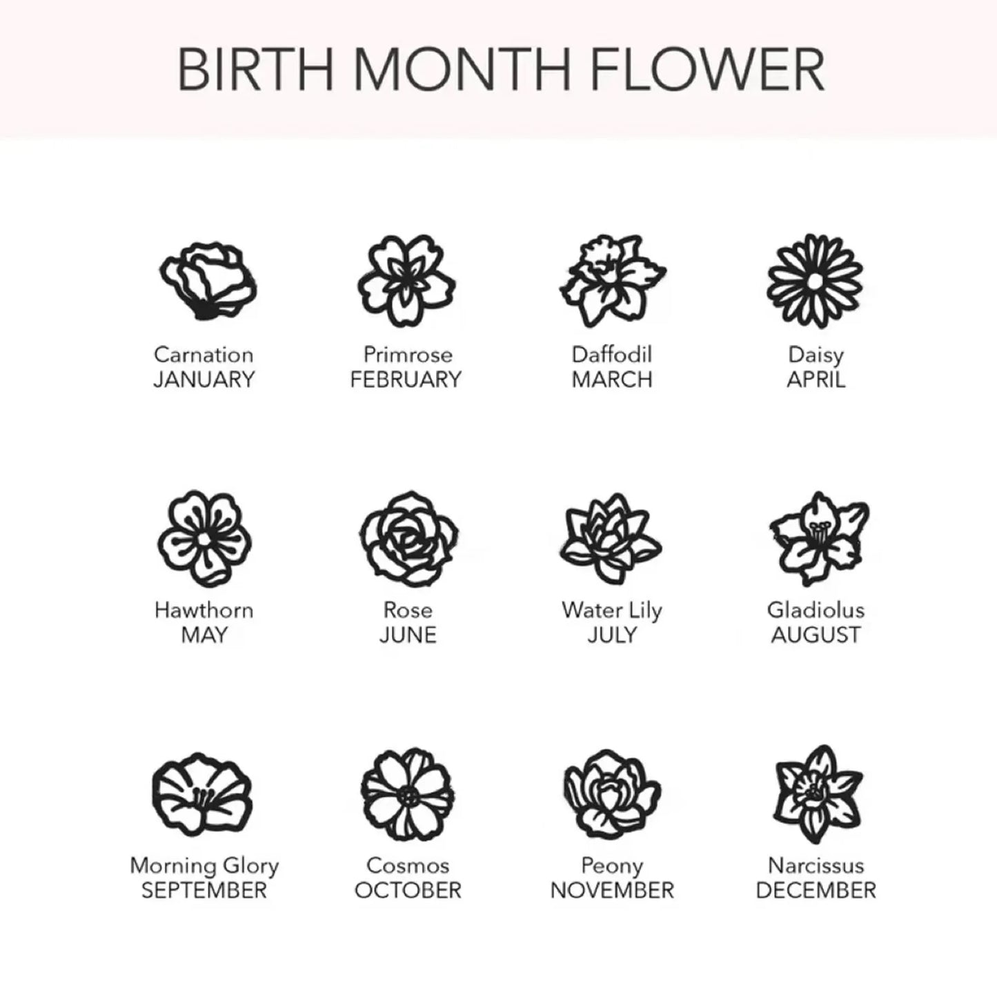 Custom Birth Month Flower Necklace Stainless Steel Daisy Rose Pendant