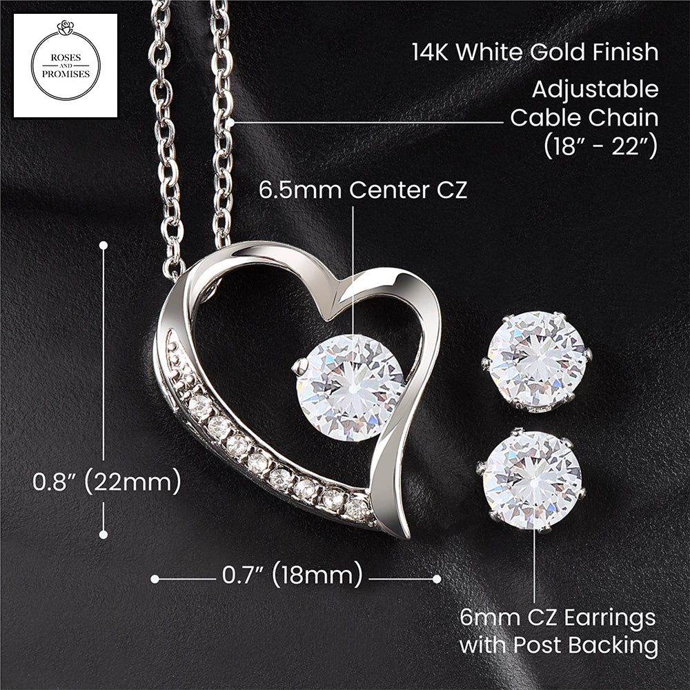 To My Beautiful Granddaughter Heart Necklace and Earrings Set