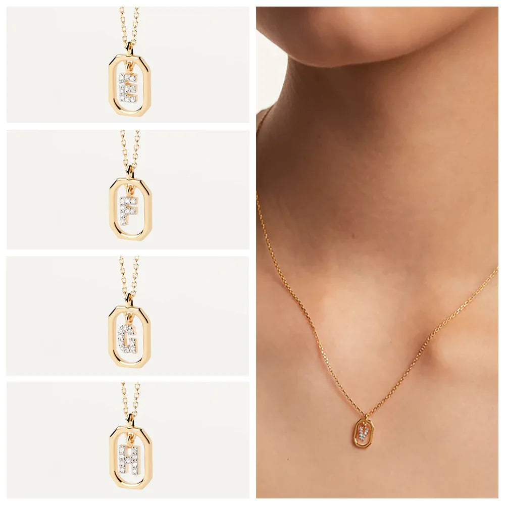 925 Sterling Silver Pendant Letters Necklace
