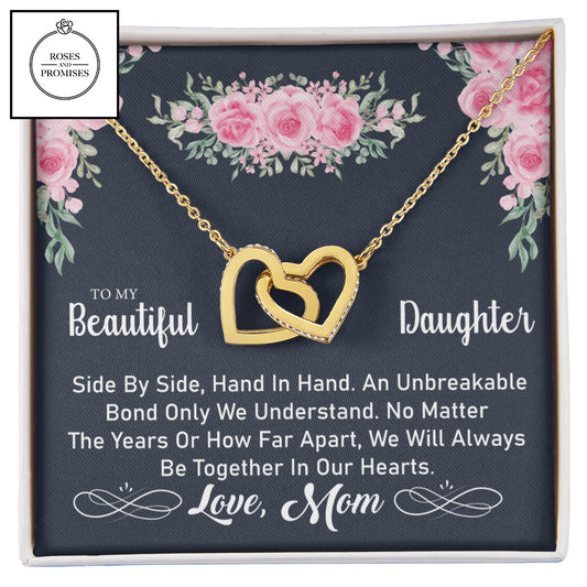 Interlocking Heart Necklace Gift, Gift from Mom to Daughter, Birthday gift to Daughter, To the Best Daughter, Special Gift from Mother to Daughter