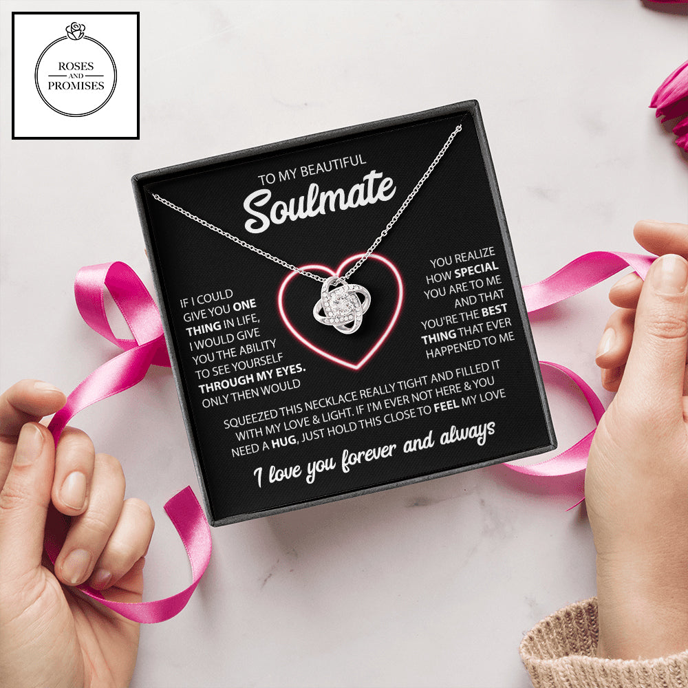 To my Beautiful Soulmate Love Knot Necklace, Gifts for Wife, Gifts for Girlfriend, Valentines Day Gift, Birthday Gift, Christmas Gift
