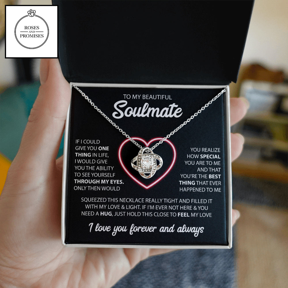 To my Beautiful Soulmate Love Knot Necklace, Gifts for Wife, Gifts for Girlfriend, Valentines Day Gift, Birthday Gift, Christmas Gift