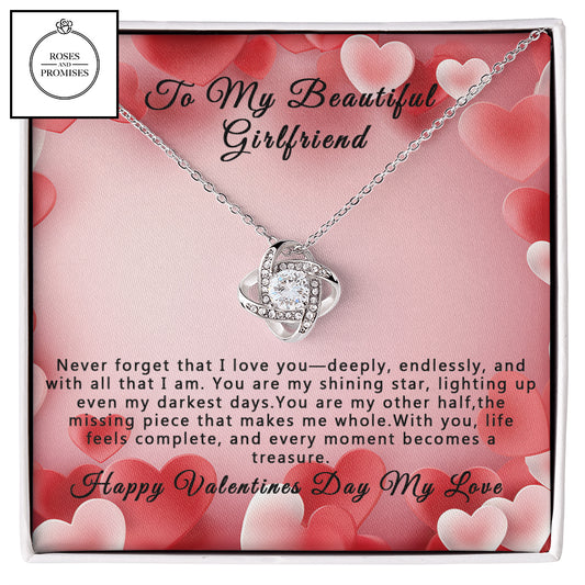 To My Beautiful Girlfriend Knot Love Necklace, Gifts for Girlfriend, Valentine's Day Gift, Birthday Gift, Gift for Her