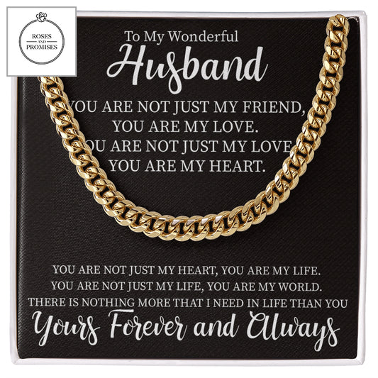 To My Husband Cuban Link Chain, Gift from Wife to Husband, Birthday Gift for Husband, Valentines Gift, Christmas Gift