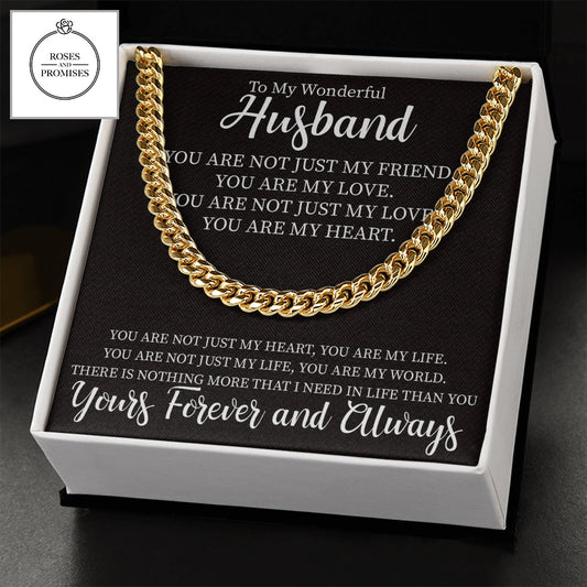 To My Husband Cuban Link Chain, Gift from Wife to Husband, Birthday Gift for Husband, Valentines Gift, Christmas Gift