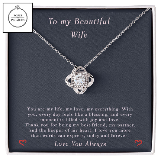 To My Beautiful Wife Love Knot Necklace, Gift for Wife, Valentine's Day Gift, Birthday Gift for Wife, Christmas Gift for Wife, Gift For Her