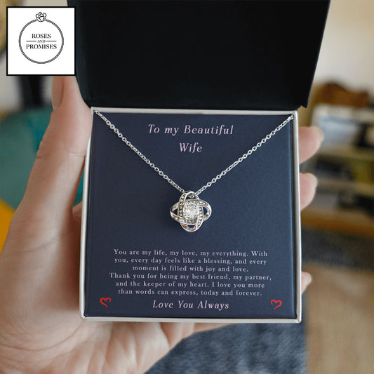 To My Beautiful Wife Love Knot Necklace