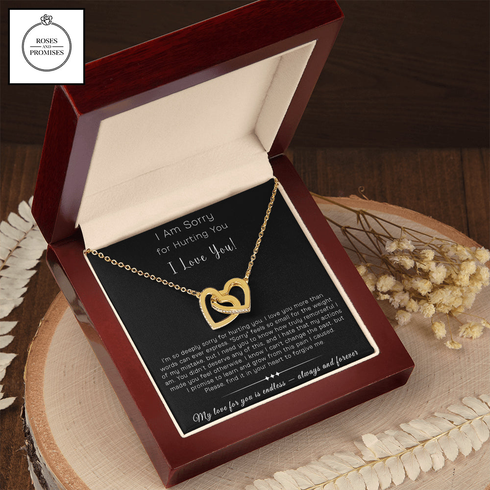 I am  Sorry Interlocking Hearts Necklace