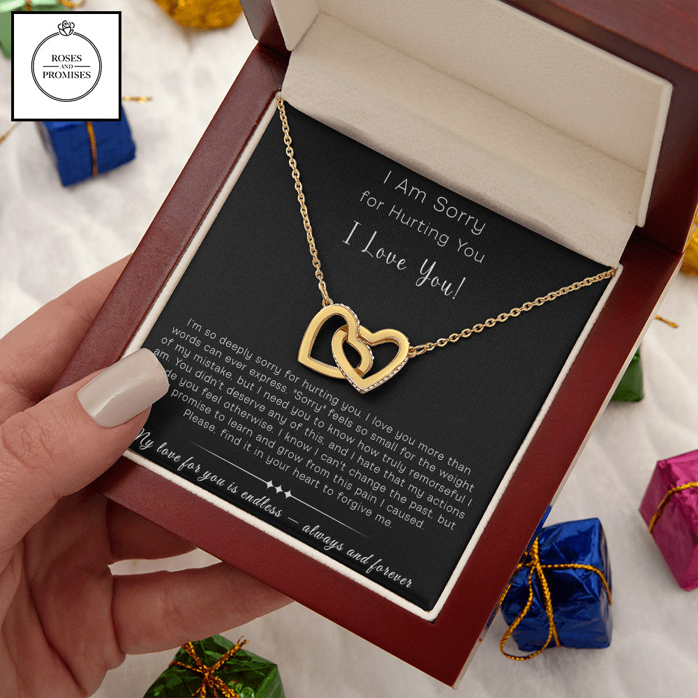 I am  Sorry Interlocking Hearts Necklace