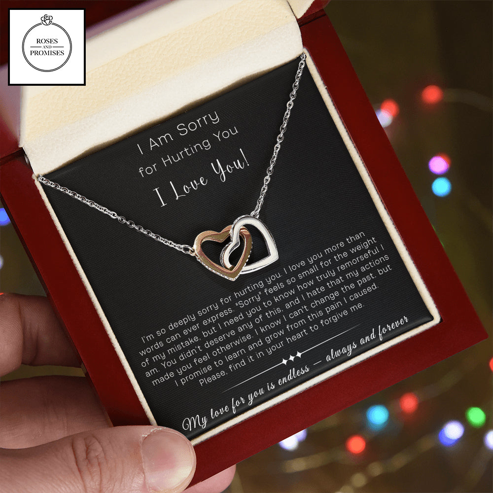 I am  Sorry Interlocking Hearts Necklace