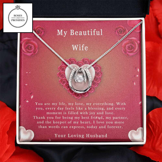 Lucky in Love Necklace, To My  Beautiful  Wife Valentine Gift, Love  Necklace, Gift for My Wife, For my Valentine, Gift from Husband, Gift for Her, Gift Idea