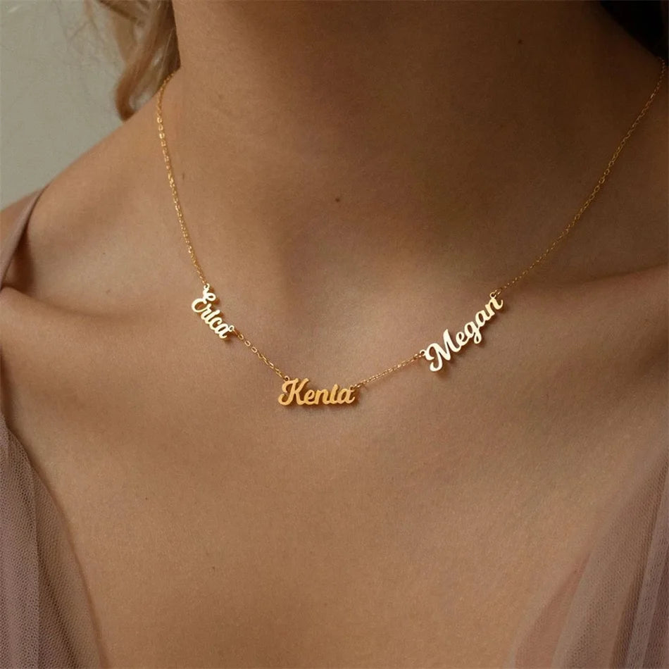 Custom Multi-Name Necklace – 2 to 4 Names, Gold Plated