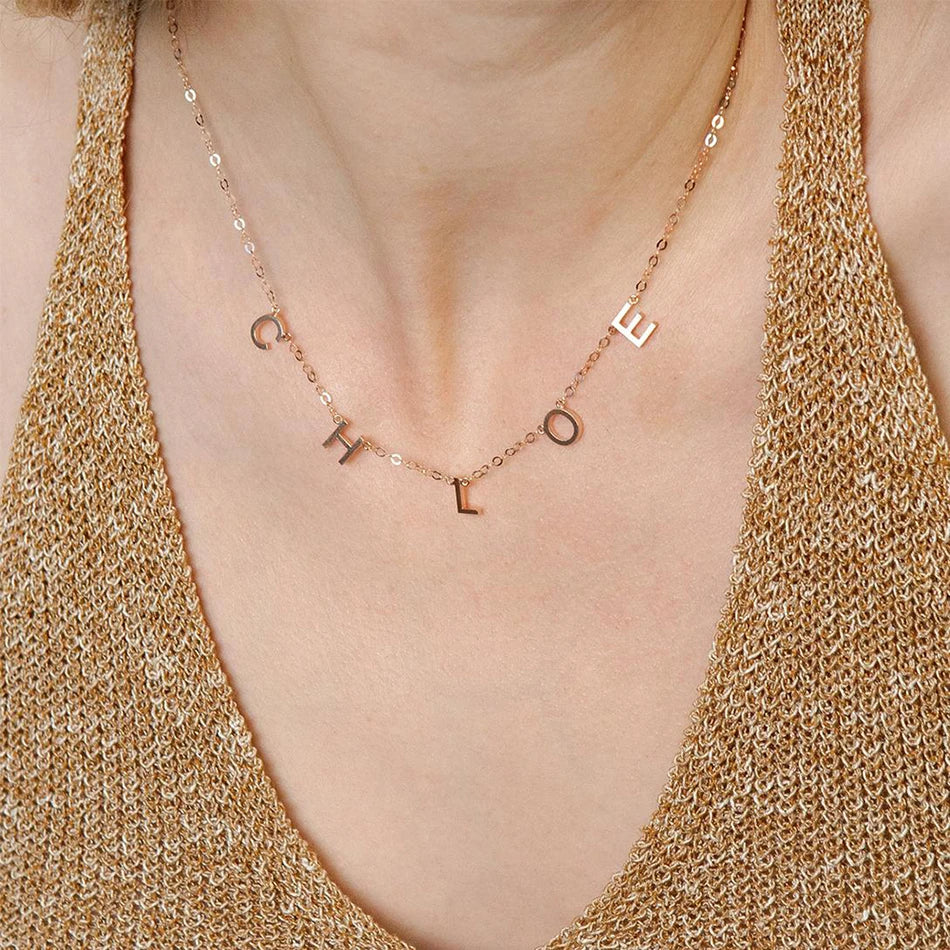 Customized Stainless Steel Name Necklace, Custom Personalized Letter Pendant
