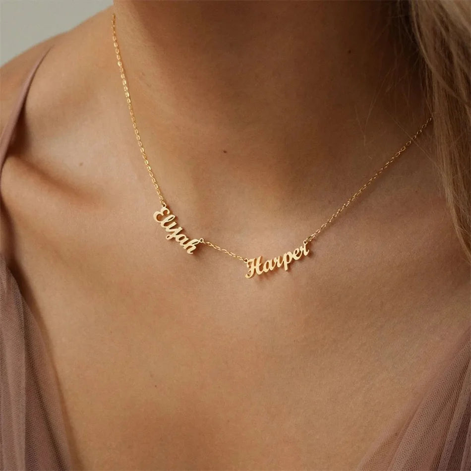 Custom Multi-Name Necklace – 2 to 4 Names, Gold Plated