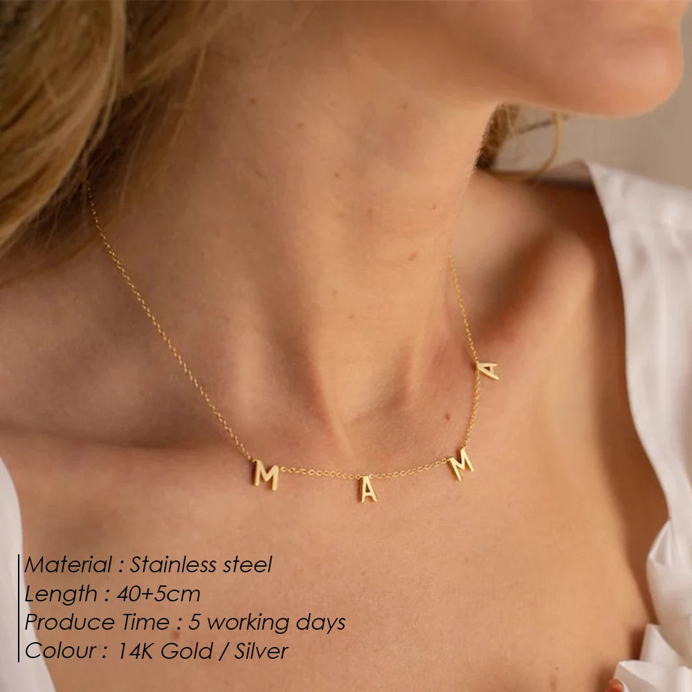 Customized Stainless Steel Name Necklace, Custom Personalized Letter Pendant